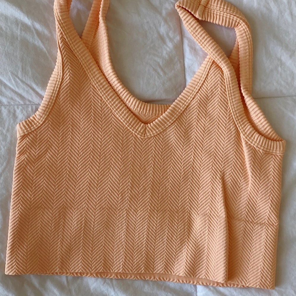 Orange Ribbed Herringbone Tank